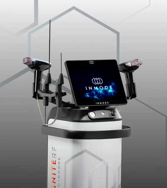 photo shows Ignite RF machine with Quantum 25 and Quantum 10 Handpieces